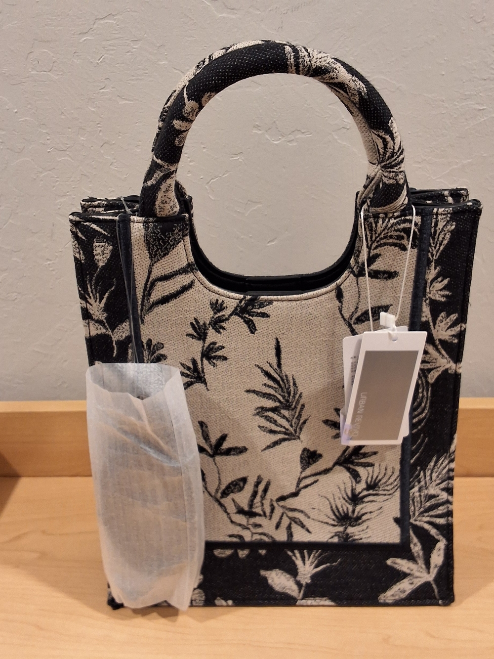 Floral Canvas Mini Tote in Black & Cream - Women's Handbag